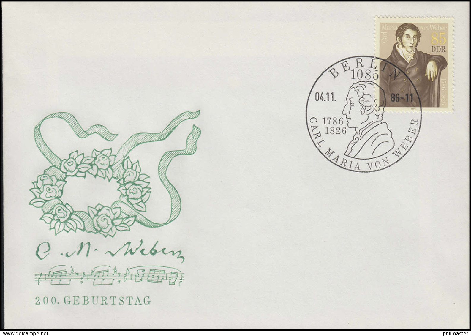 3055 Aus Block 86 Carl Maria Von Weber - Marke Auf Schmuck-FDC ESSt BERLIN - Cartas & Documentos