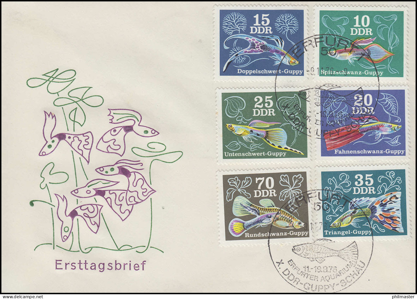 2176-2181 Zierfische: Guppys 1976 - Satz Auf Schmuck-FDC - Covers & Documents