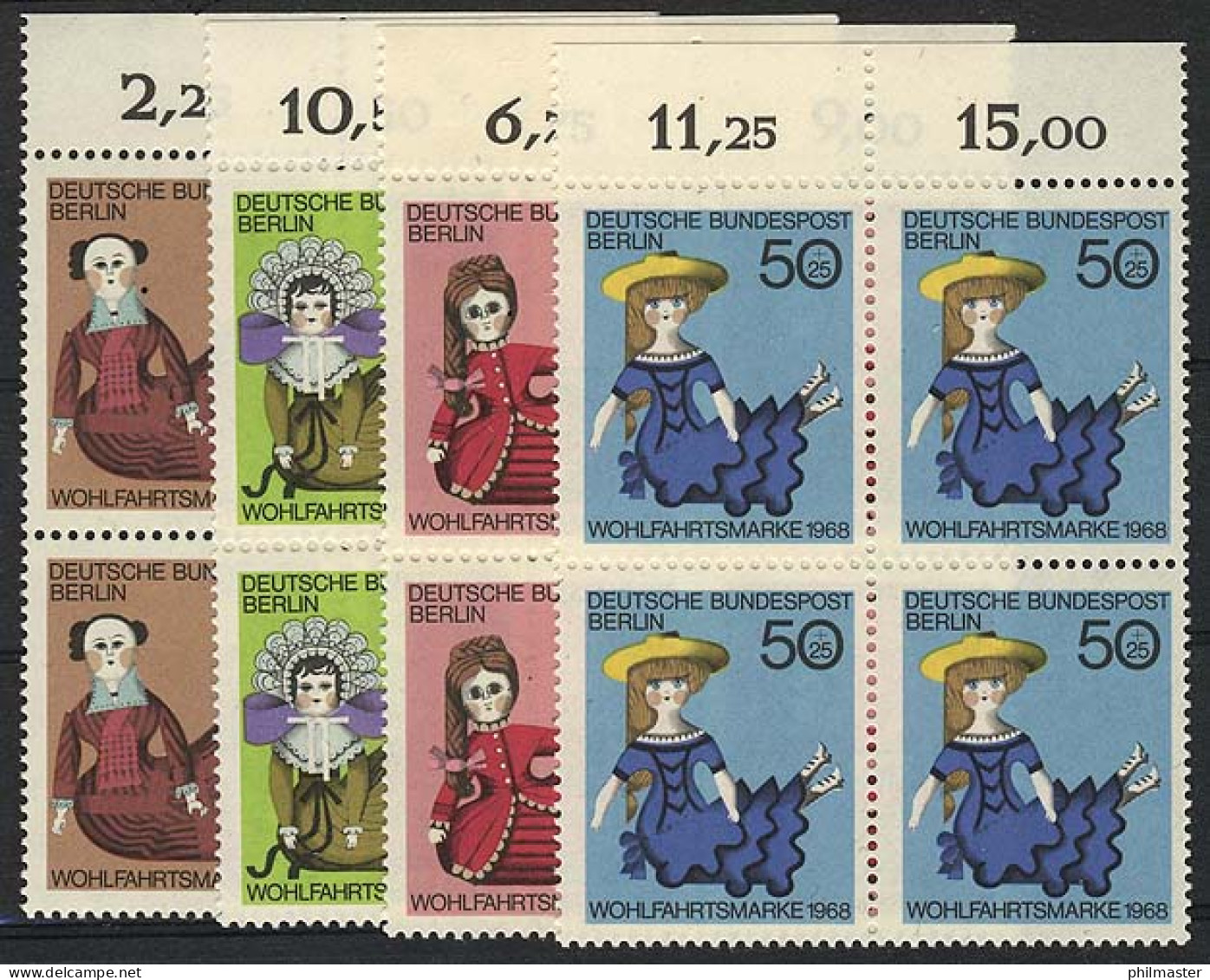 322-325 Wofa Puppen 1968, OR-Vbl Satz ** - Unused Stamps