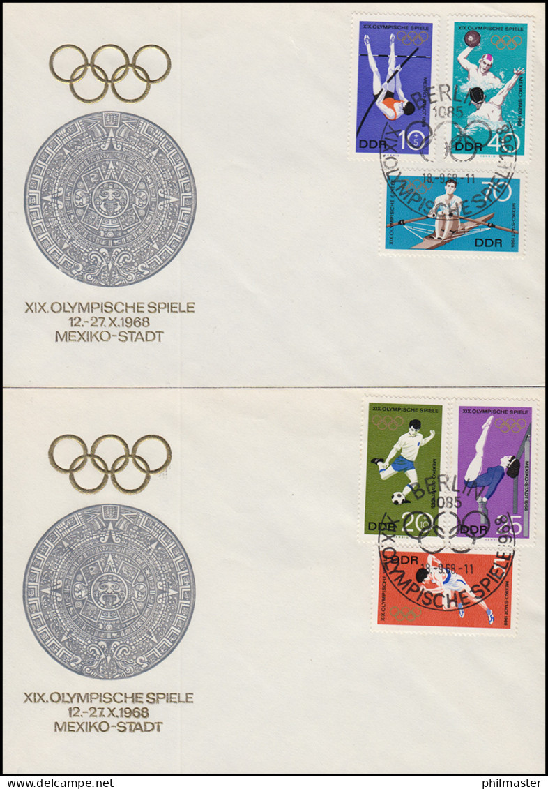 1404-1409 Olympia: Olympische Spiele Mexiko 1968 - Satz Auf FDC 1 Und FDC 2 - Briefe U. Dokumente
