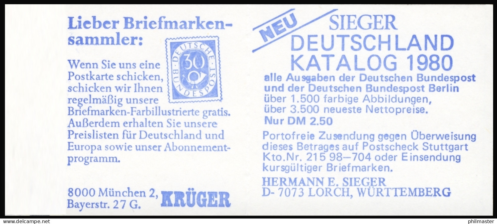 12a MH BuS 1980 [rote 60er], ALTE Fluoreszenz, ** - Booklets