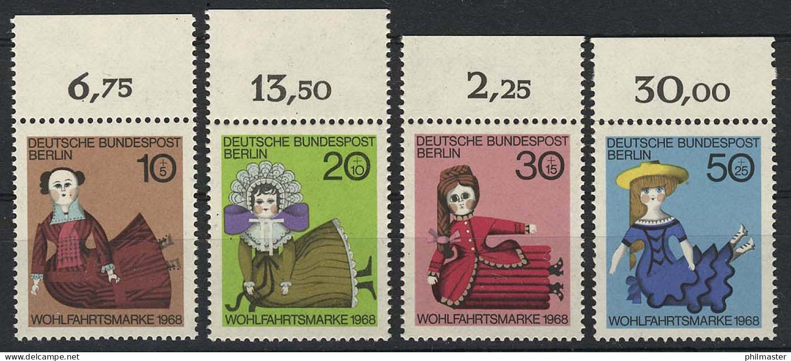 322-325 Wofa Puppen 1968, Oberrand, Satz ** - Unused Stamps