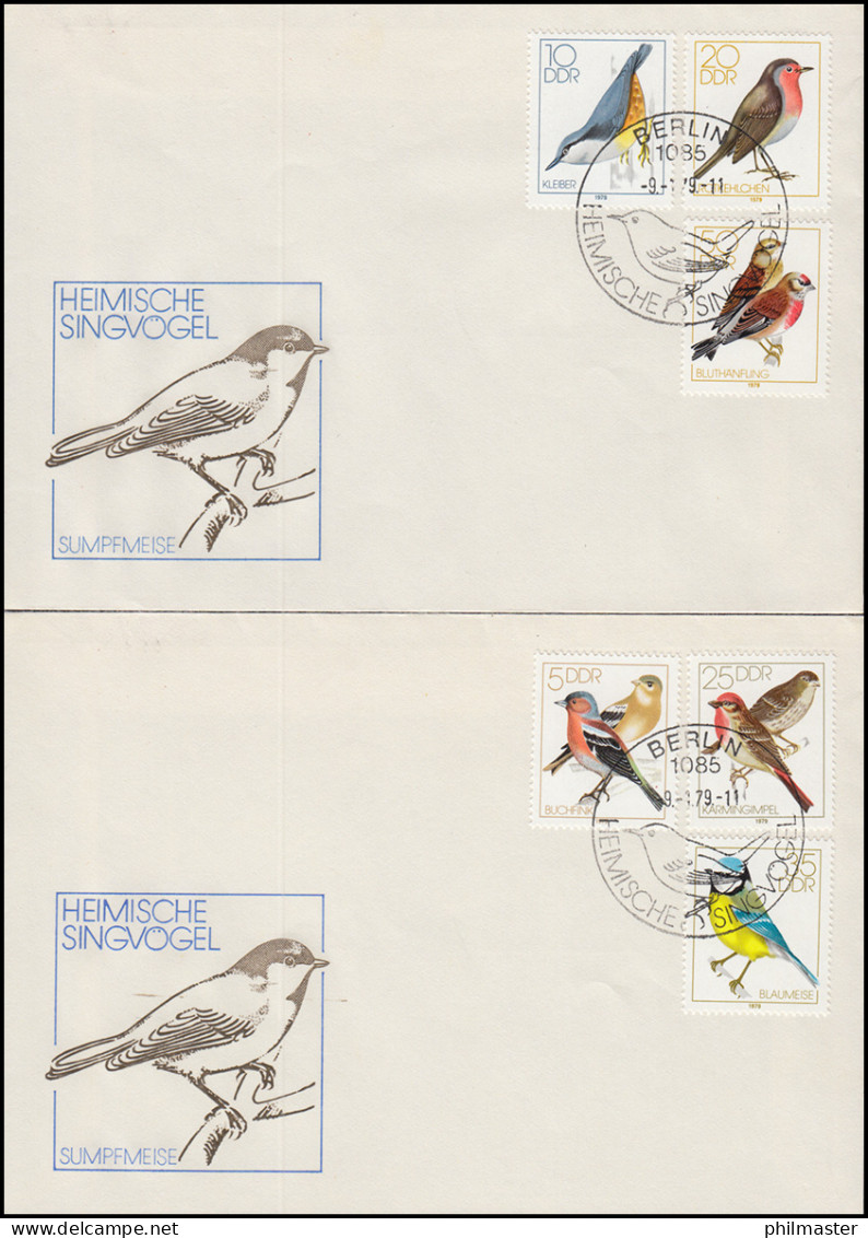 2388-2393 Heimische Singvögel 1979, Satz Auf FDC 1 Und FDC 2 - Storia Postale