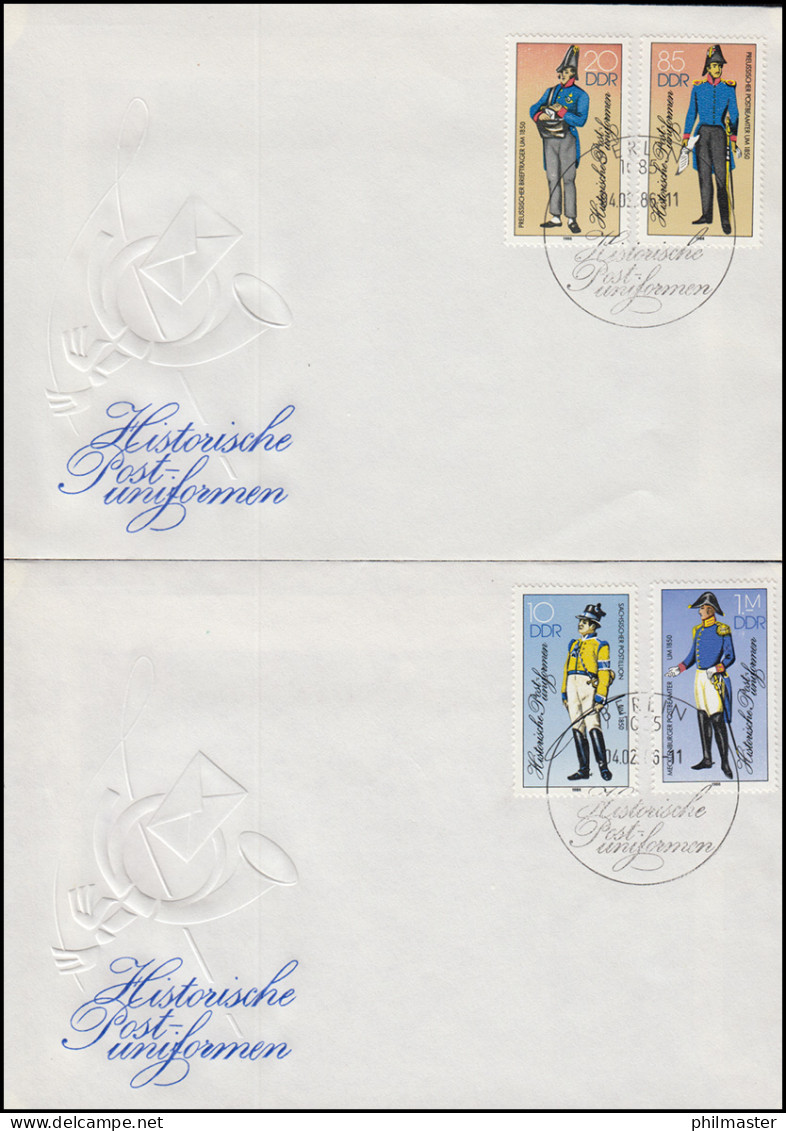 2997-3000I Historische Postuniformen I / RaTdr., Satz Auf FDC 1 Und FDC 2 - Cartas & Documentos