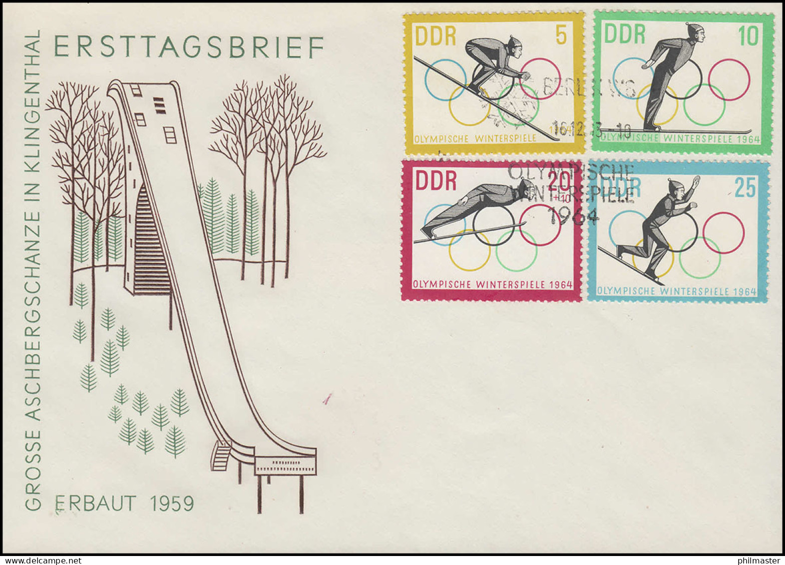 1000-1003 Olympia: Winterspiele Innbruck 1963 - Satz Auf Schmuck-FDC ESSt Berlin - Briefe U. Dokumente