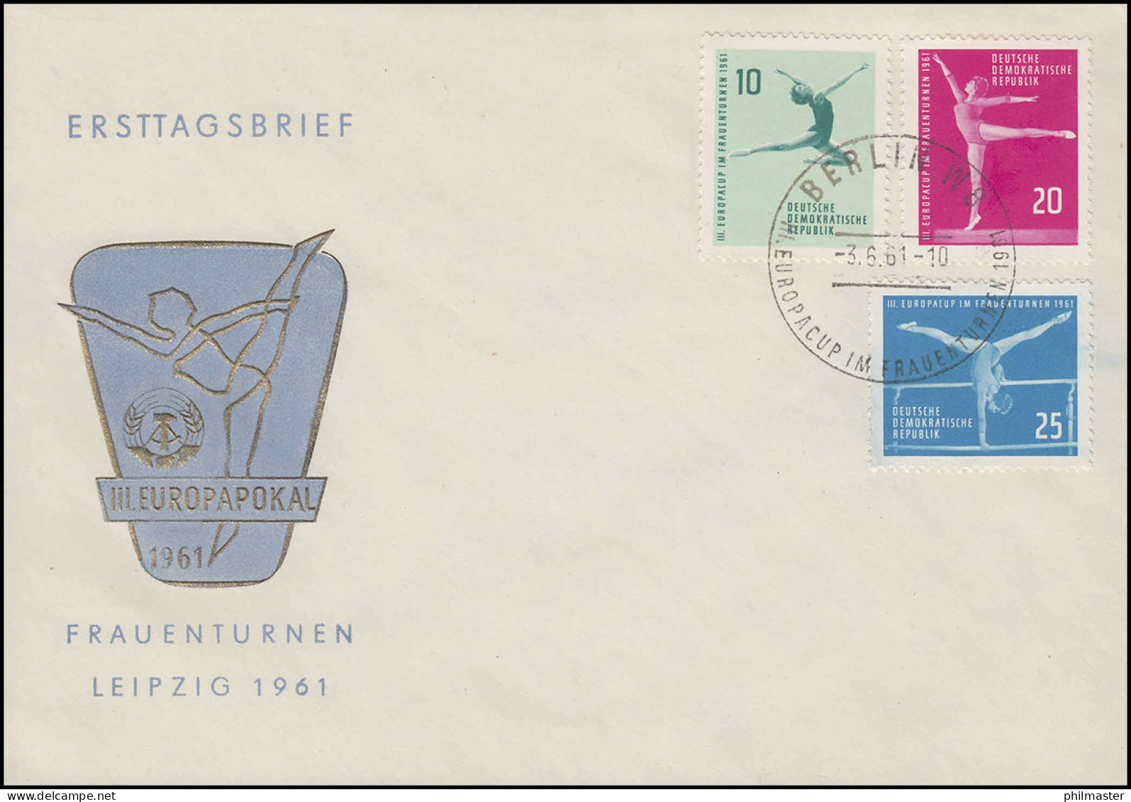 830-832 Kunstturn-Europapokal Der Frauen 1961 - Satz Auf Schmck-FDC ESSt BERLIN  - Storia Postale