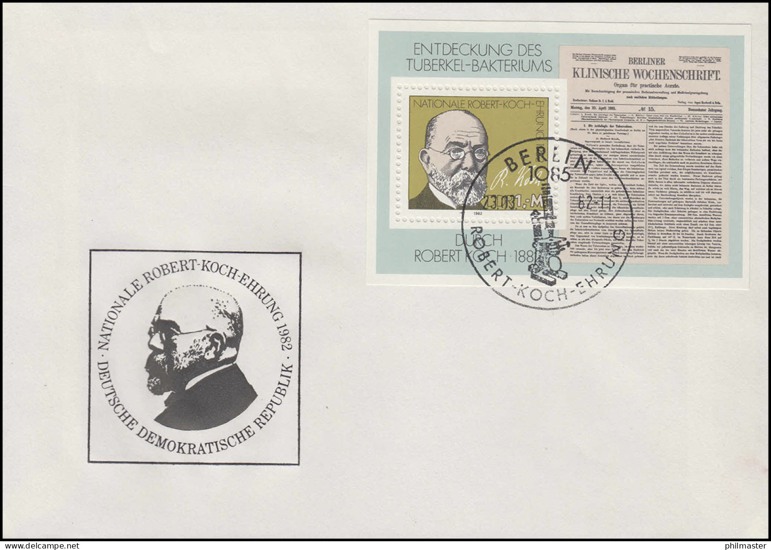 Block 67 Robert Koch: Tuberkulose-Erreger - Block Auf Schmuck-FDC ESSt BERLIN - Lettres & Documents