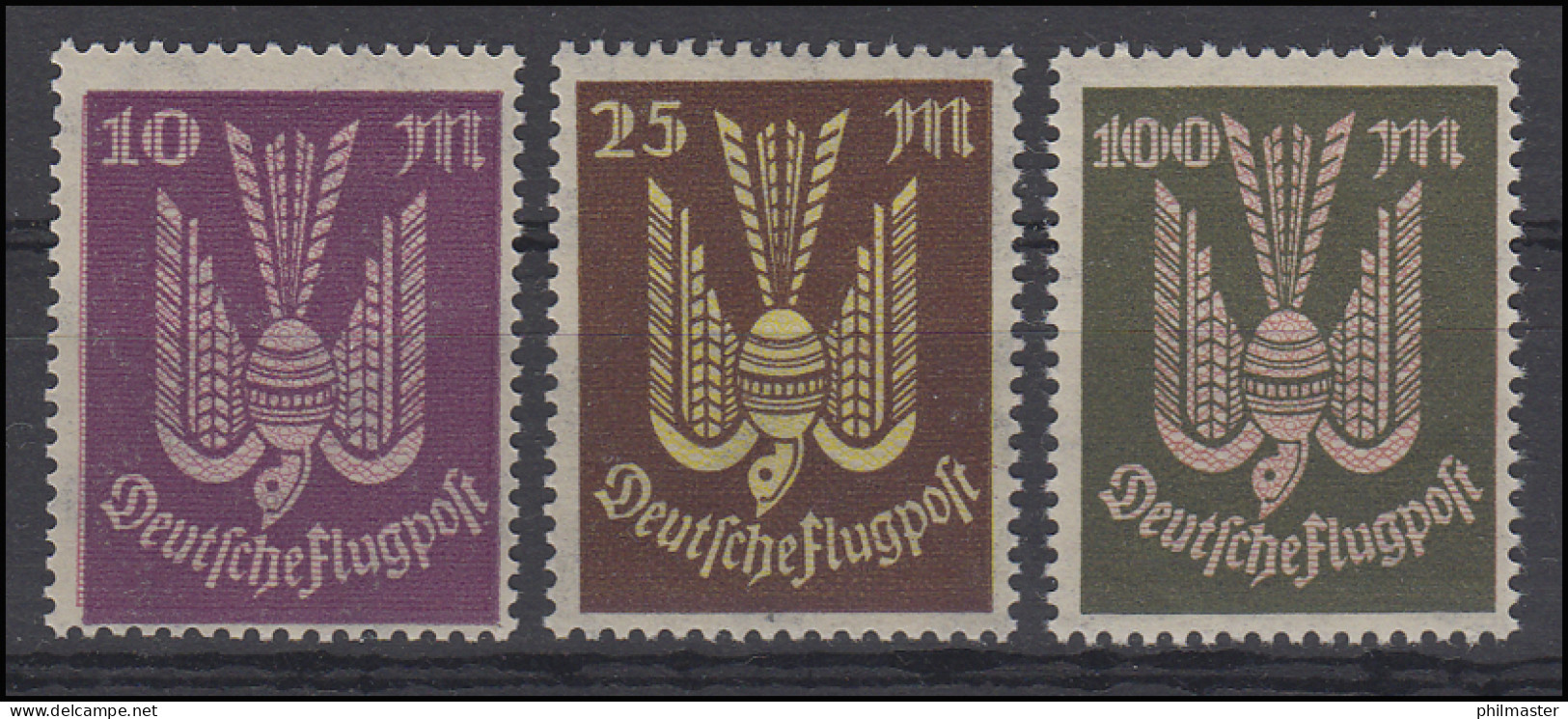 235-237 Flugpostmarken Holztaube 10 Bis 100 Mark 1923, 3 Werte, Satz ** - Unused Stamps