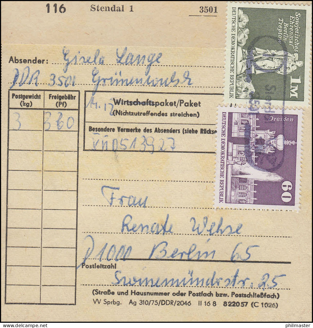 1882+1919 Aufbau Großformat Auf Paketkarte Poststellenstempel 5301 Stendal  - Otros & Sin Clasificación