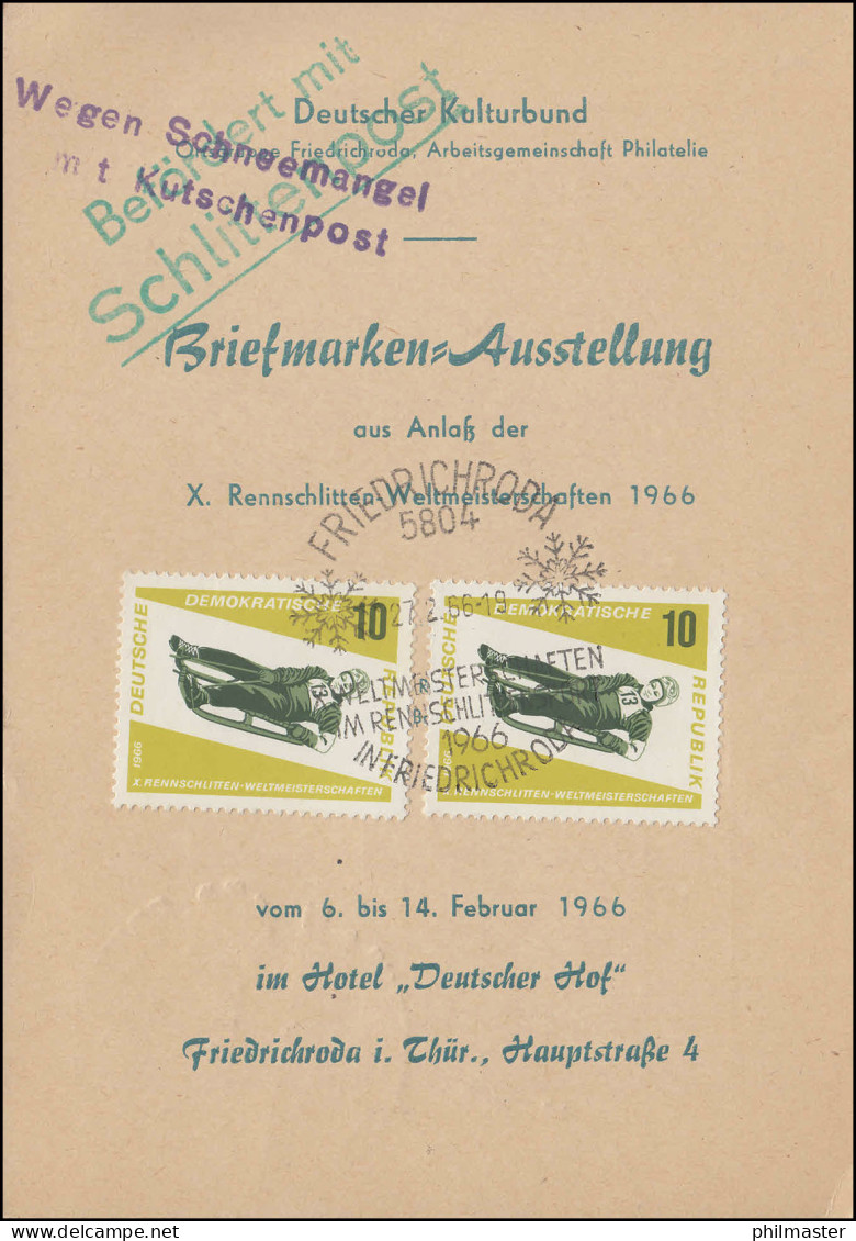 Befördert Mit Schlittenpost / Wegen Schneemangel Mit Kutschenpost SSt 27.2.1966 - Brieven En Documenten