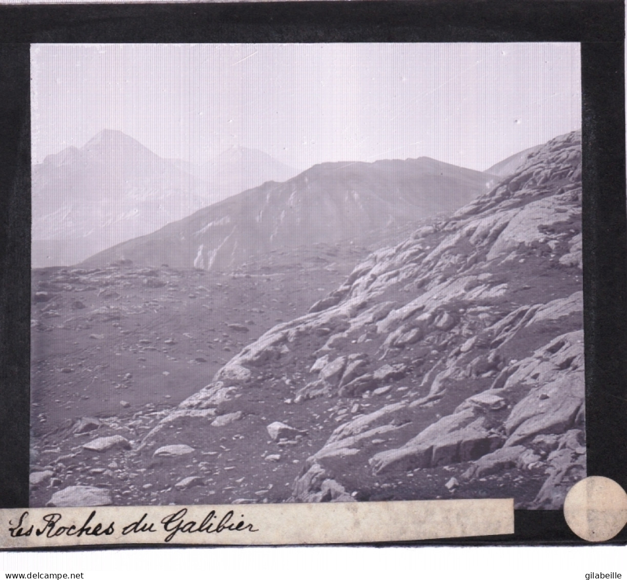PLAQUE DE VERRE Photo  - Les Alpes - Les Rochers Du GALIBIER -  Année  1890 - Glasplaten