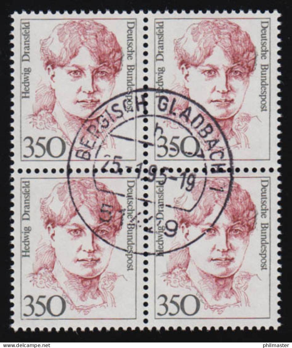1393 Frauen 350 Pf Viererblock Tages-O, Ungefaltet - Used Stamps