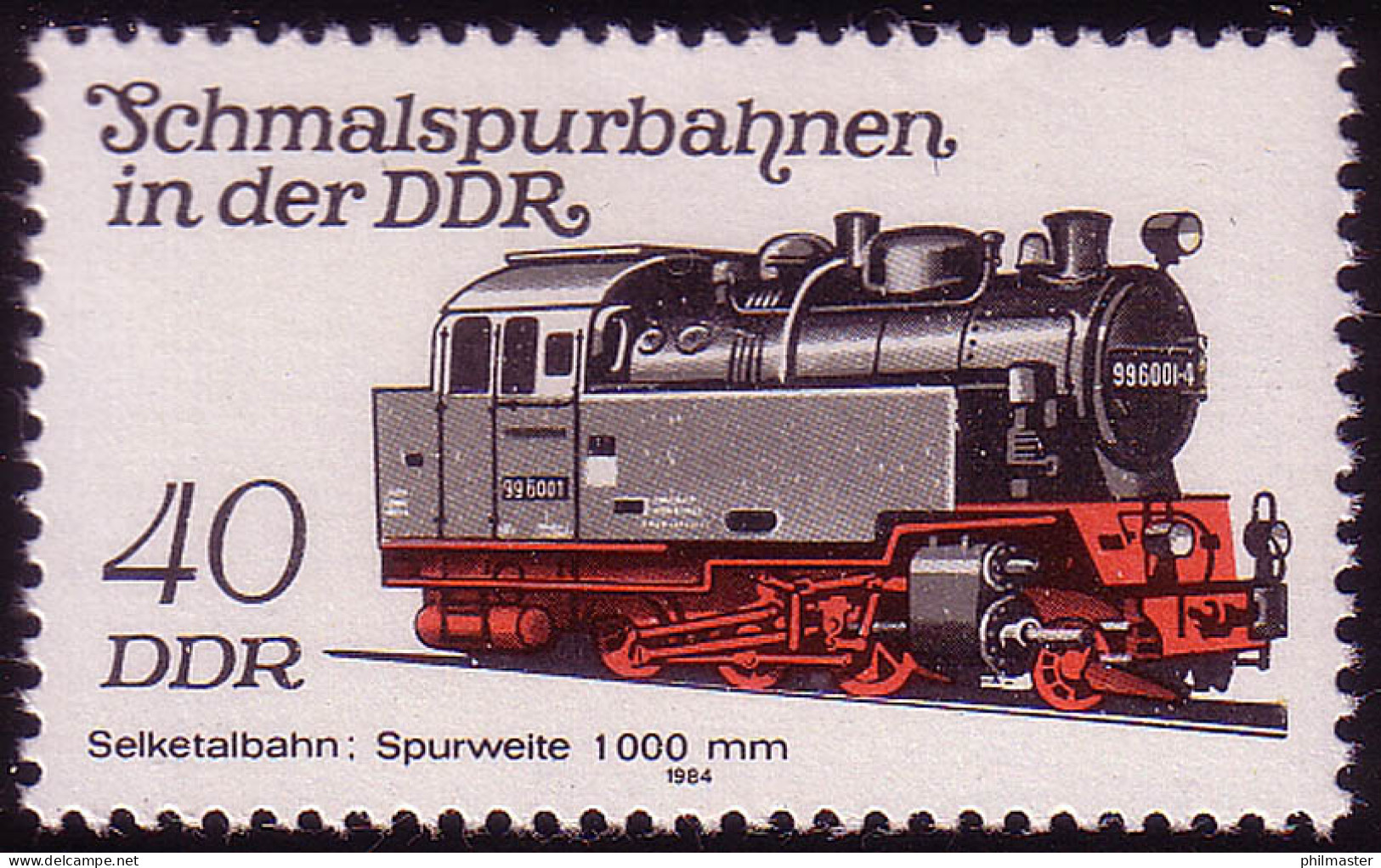 2865 Schmalspurbahnen 40 Pf Lokomotive 1984 ** - Ongebruikt