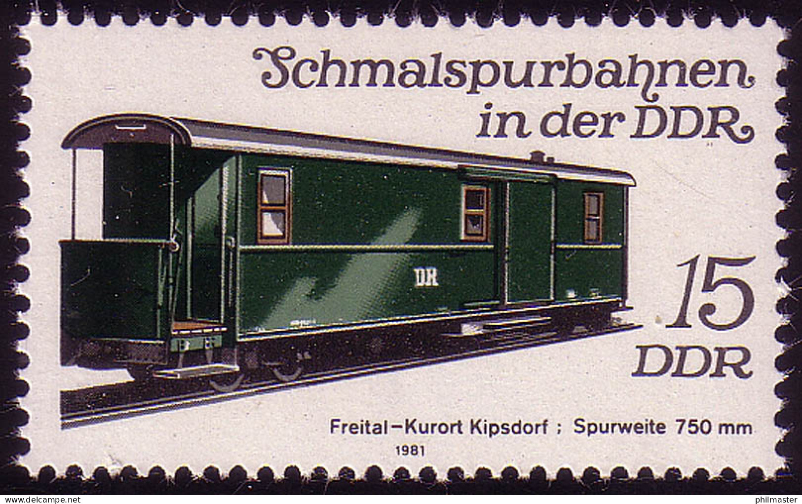 2631 Schmalspurbahnen 15 Pf Packwagen 1981 ** - Ungebraucht