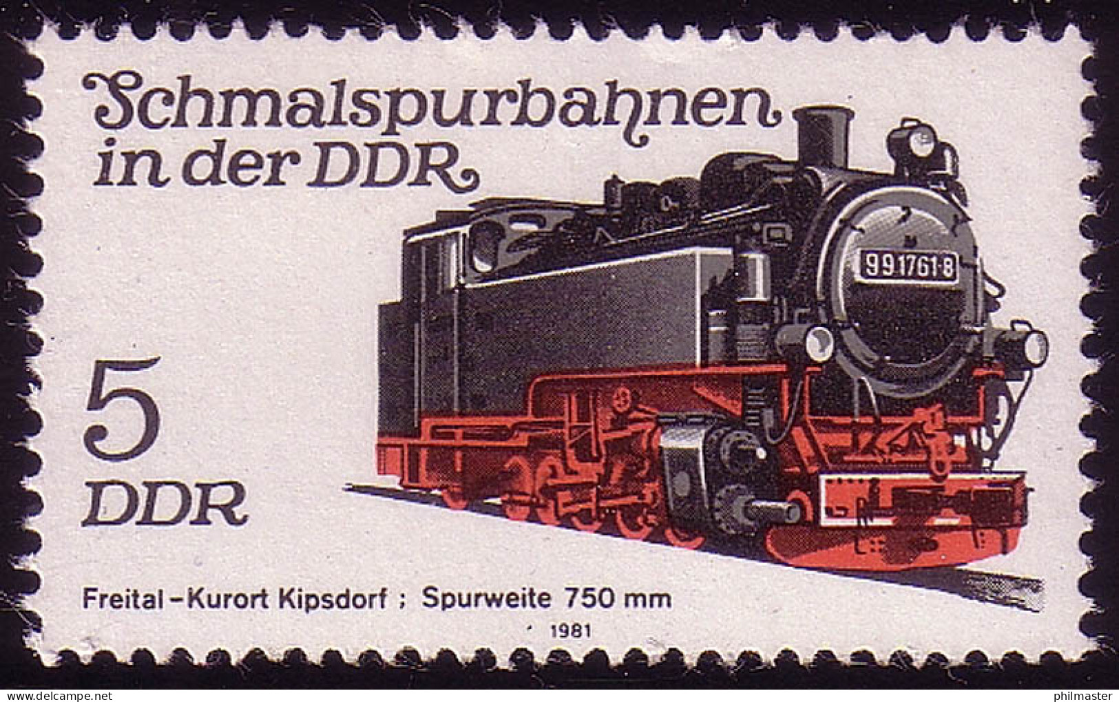 2629 Schmalspurbahnen 5 Pf Lokomotive 1981 ** - Neufs