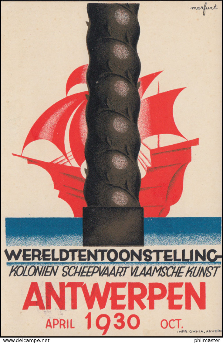 Postkarte Weltausstellung Kolonien Schifffahrt Flämische Kunst ANTWERPEN 1930 - Musea