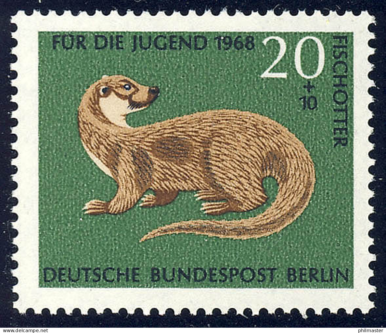 317 Bedrohte Tiere 20+10 Pf Fischotter ** - Unused Stamps