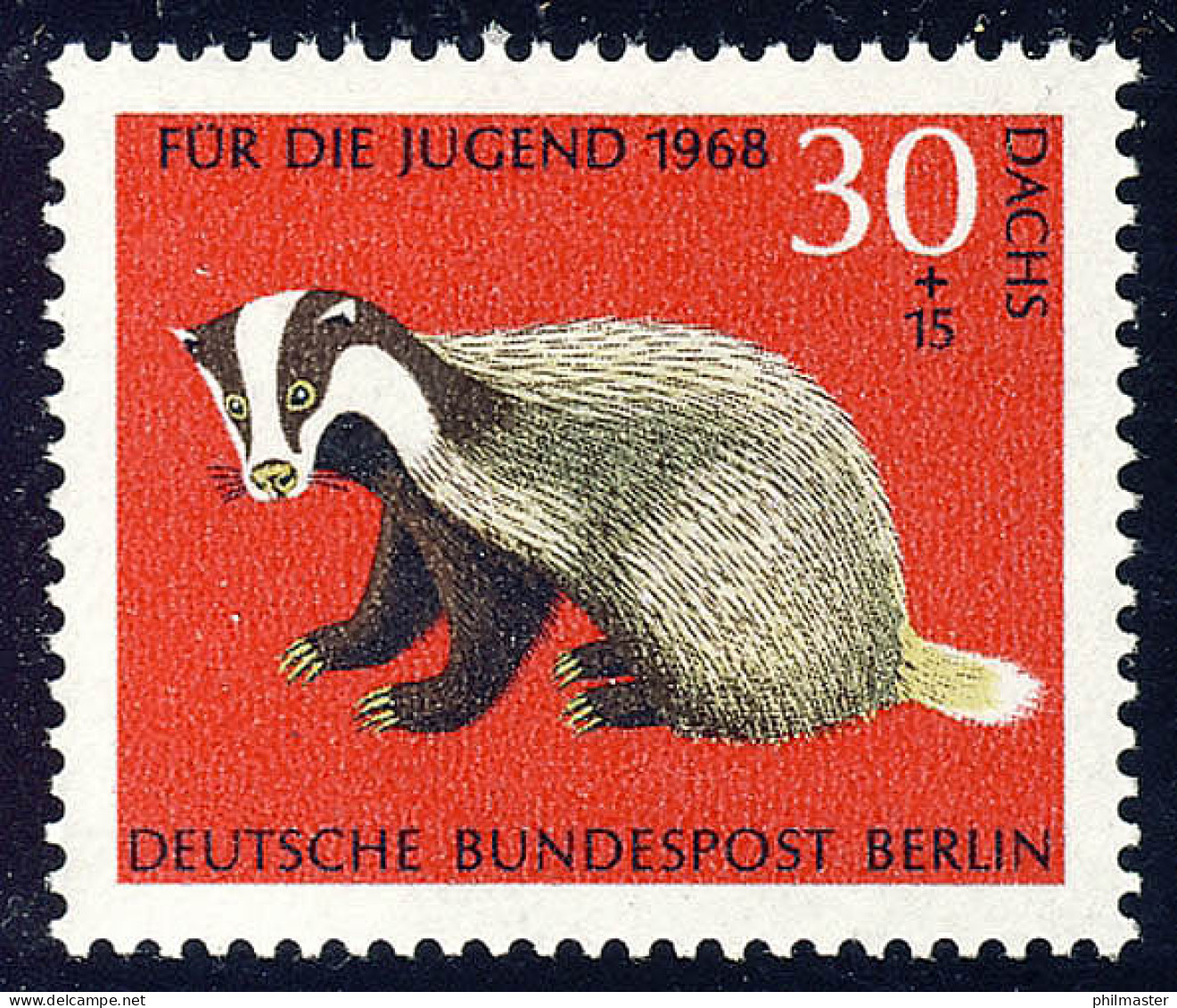 318 Bedrohte Tiere 30+15 Pf Dachs ** - Unused Stamps