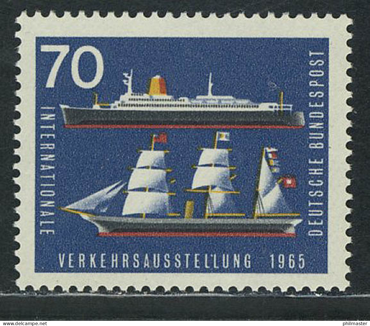 474 Verkehrsausstellung 70 Pf Segelschiff ** - Unused Stamps