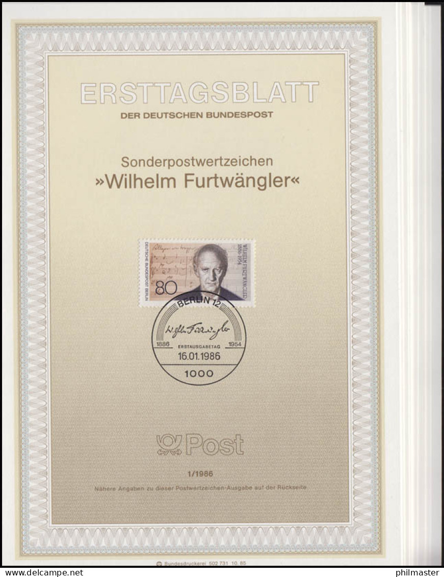 ETB Berlin Jahrgang 1986 Nr. 1 - 12 Komplett - 1st Day – FDC (sheets)