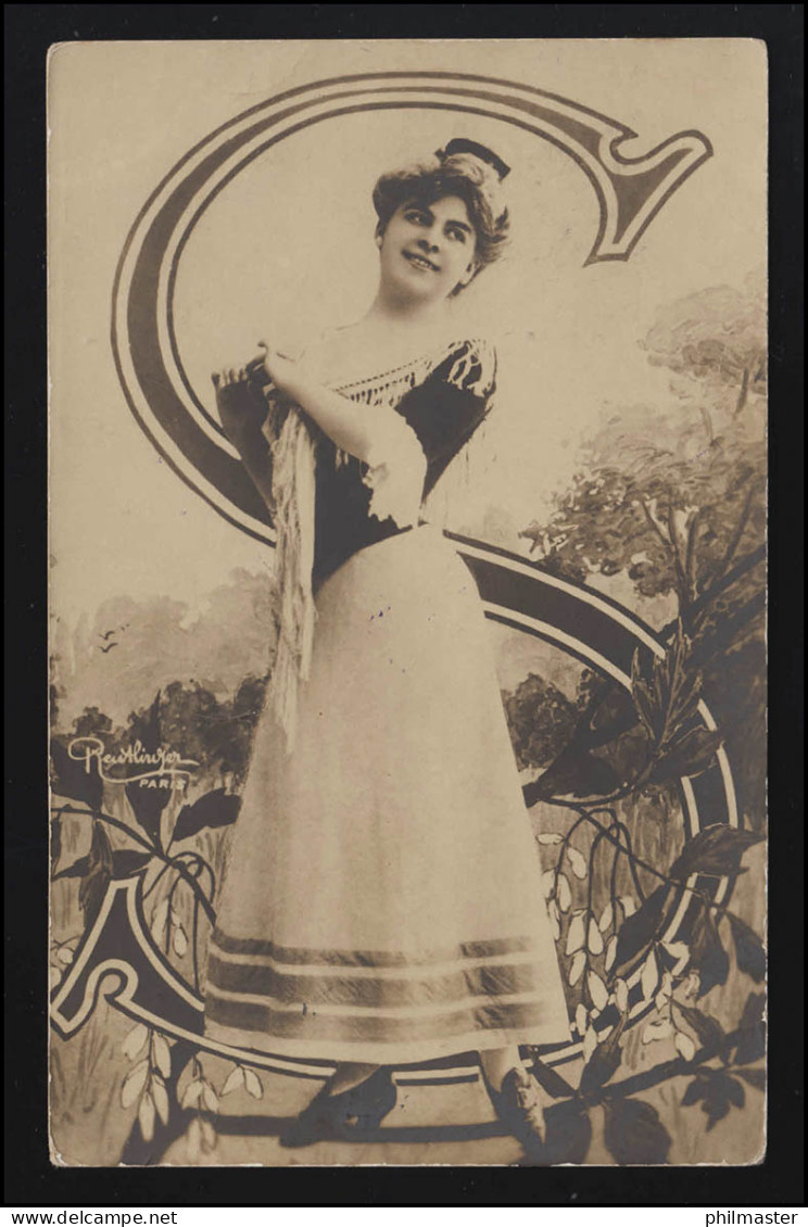 Frauen Foto AK REUTLINGER Paris Tänzerin Künstlerin In Buchstabe "S" 23.10.1906 - Mode