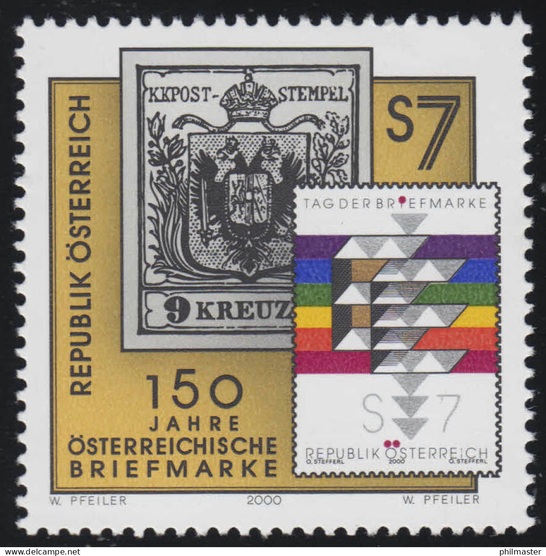 2316 150 Jahre Österreichische Briefmarken, Marken MiNr. 5 & 2315, 7 S, ** - Nuovi