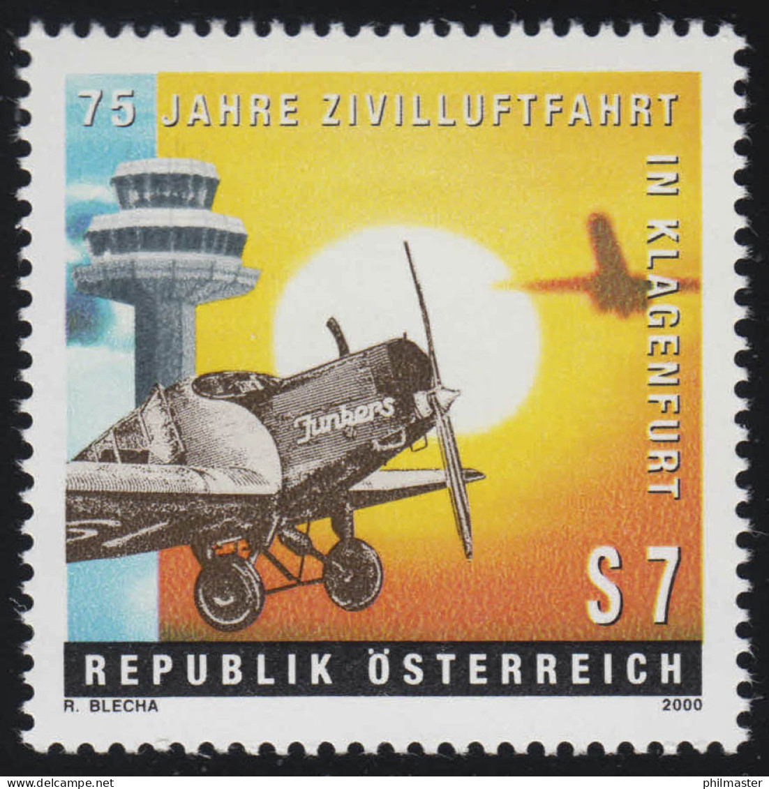 2312 Zivilluftfahrt In Klagenfurt, Junkers-Hahn F-13 Tower Düsenflugzeug, 7 S ** - Unused Stamps