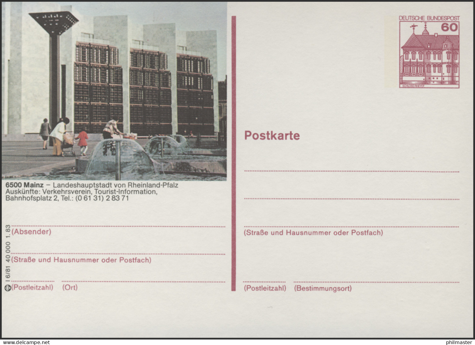 P138-l6/081 - 6500 Mainz, Rathaus ** - Cartes Postales Illustrées - Neuves