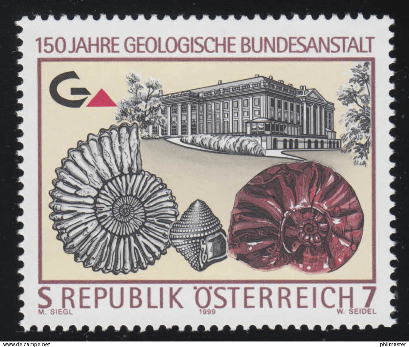 2298 Geologische Bundesanstalt, Gebäude Der Bundesanstalt & Fossilien, 7 S, ** - Ongebruikt