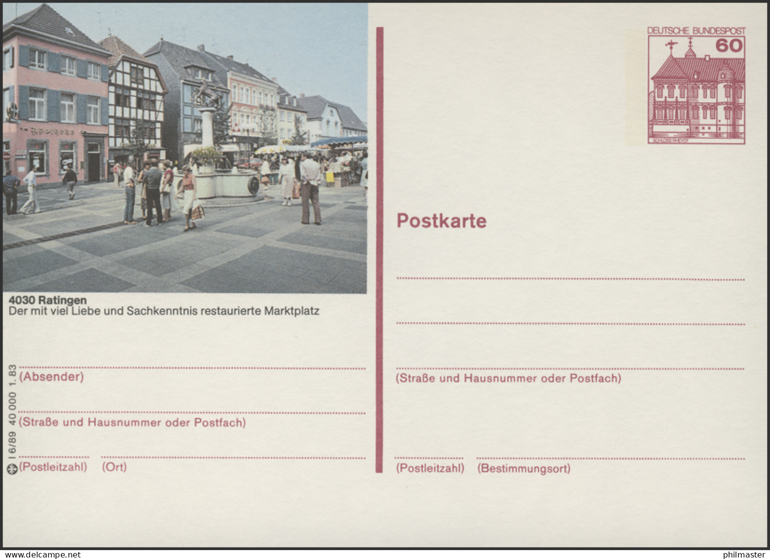 P138-l6/089 - 4030 Ratingen, Marktplatz ** - Cartes Postales Illustrées - Neuves