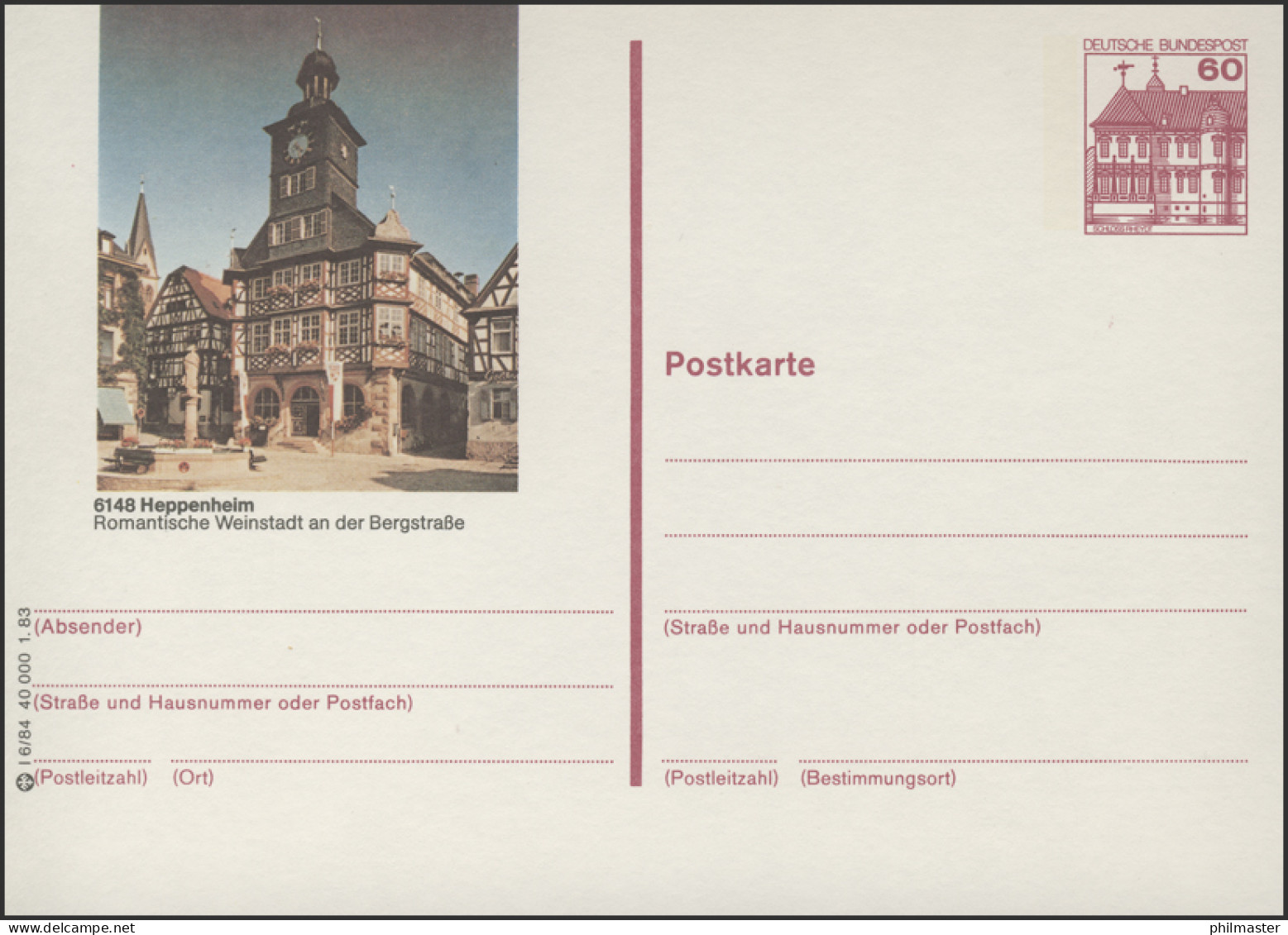 P138-l6/084 - 6148 Heppenheim/Bergstraße, Rathaus ** - Illustrated Postcards - Mint