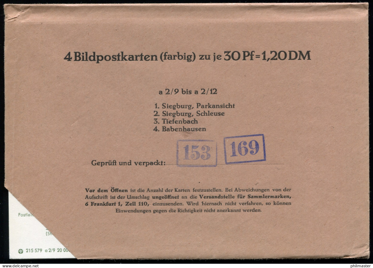 P109 Serie 215579 A 2/9 Bis A 2/12, 4 Karten/10.72 - Cartes Postales Illustrées - Neuves