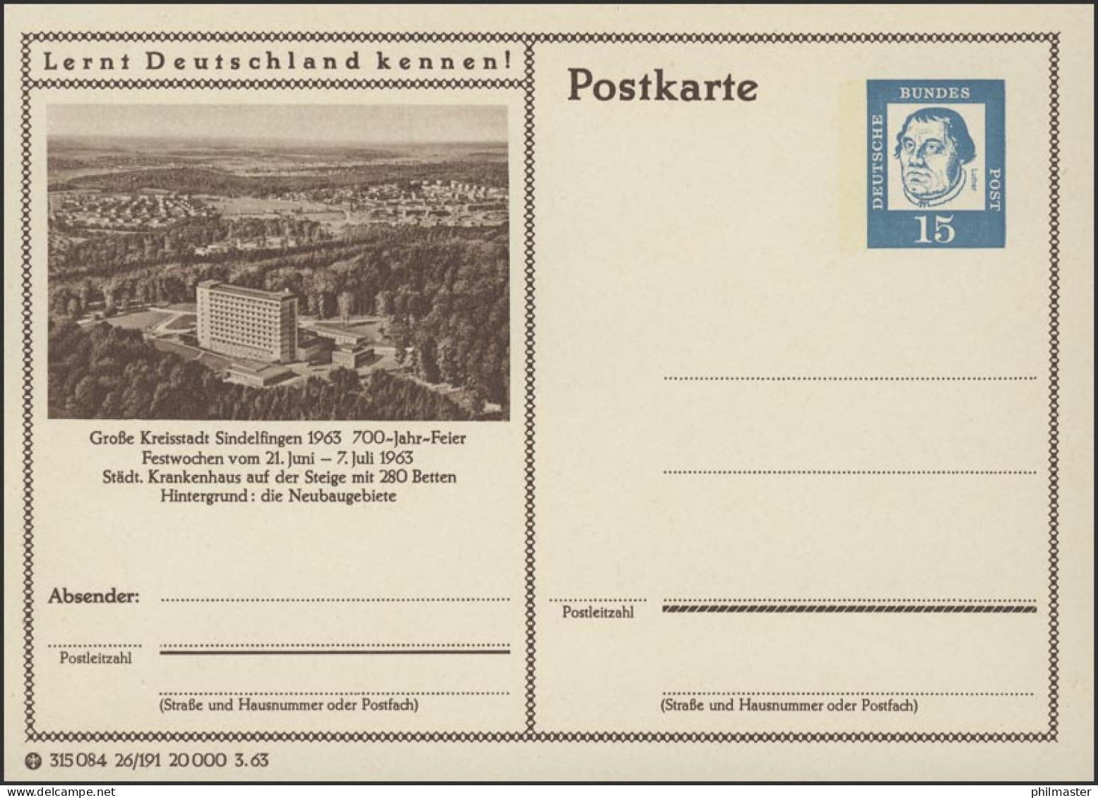 P081-26/191 Sindelfingen, Städtisches Krankenhaus ** - Postales Ilustrados - Nuevos