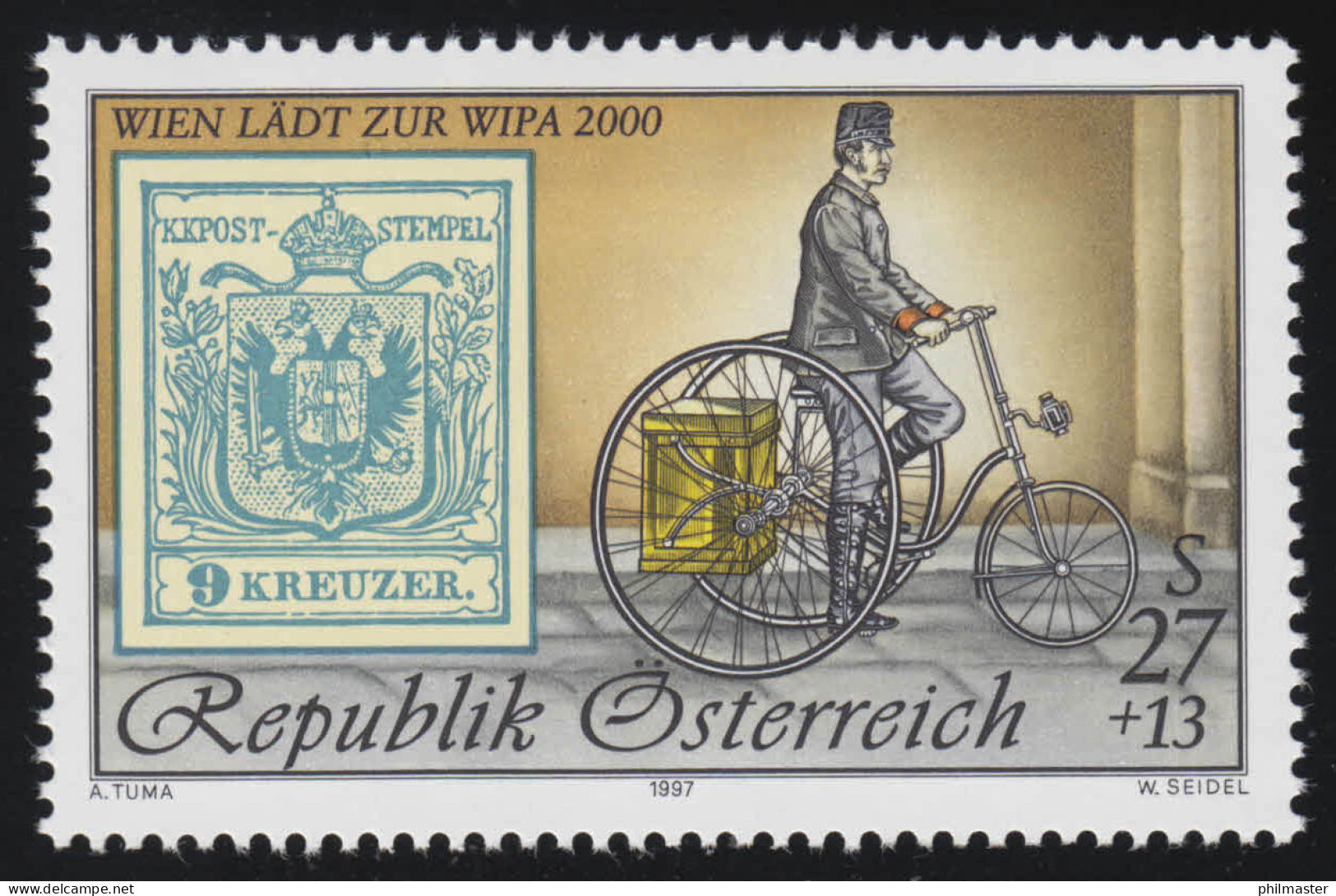 2222I WIPA 2000, Postbote Mit Dreirad ( 19. Jh.) Jahreszahl 1997, 27 S + 13 S ** - Nuevos