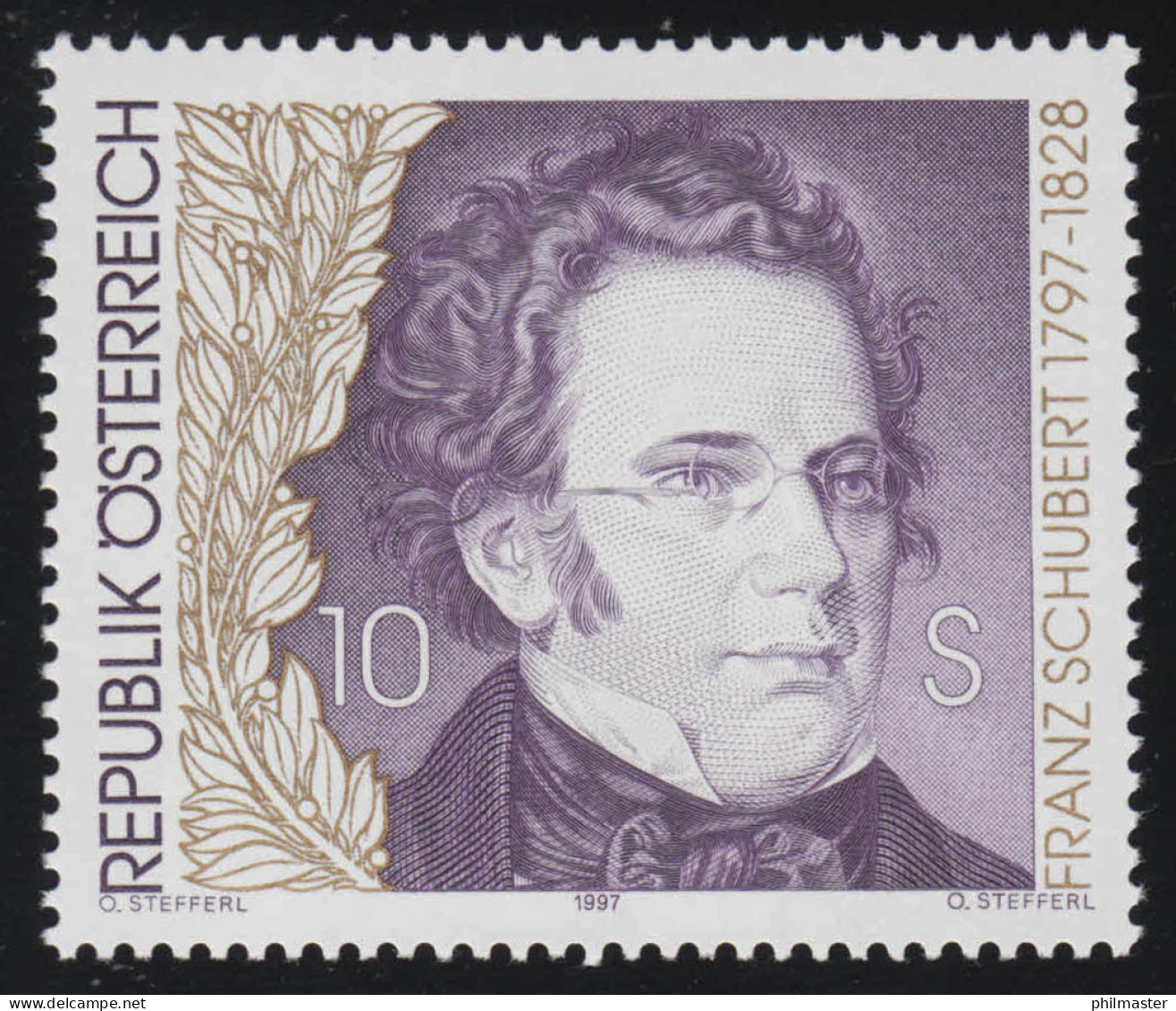 2219 200. Geburtstag Franz Schubert, Komponist, 10 S, Postfrisch ** - Ungebraucht
