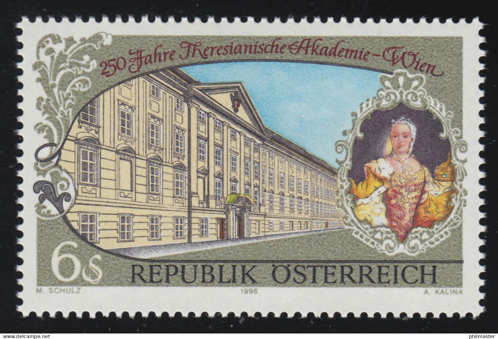 2178 Theresianische Akademie Wien, Kaiserin Maria Theresia + Gebäude, 6 S, ** - Unused Stamps