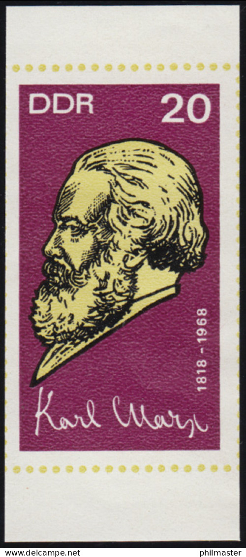 1366B Karl Marx 20 Pf, UNGEZÄHNT, ** Postfrisch - Ongebruikt