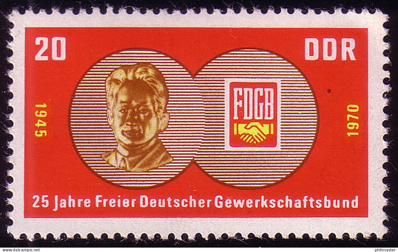 1577 25 Jahre FDGB 20 Pf ** Postfrisch - Unused Stamps