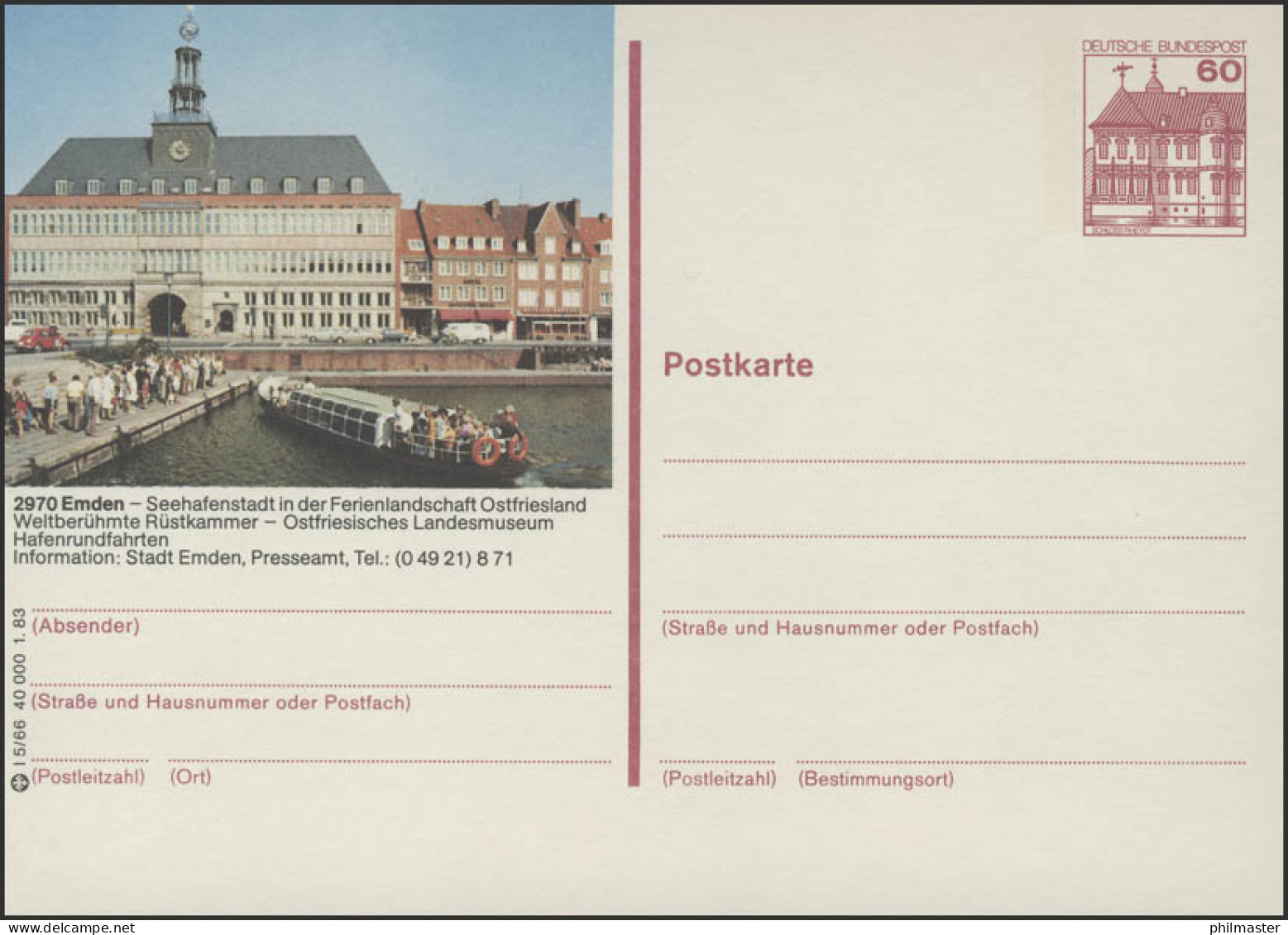 P138-l5/066 - 2970 Emden, Rathaus ** - Postales Ilustrados - Nuevos