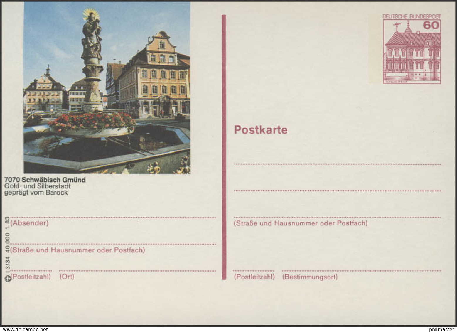 P138-l3/034 - 7070 Schwäbisch Gmünd, Marienbrunnen ** - Illustrated Postcards - Mint