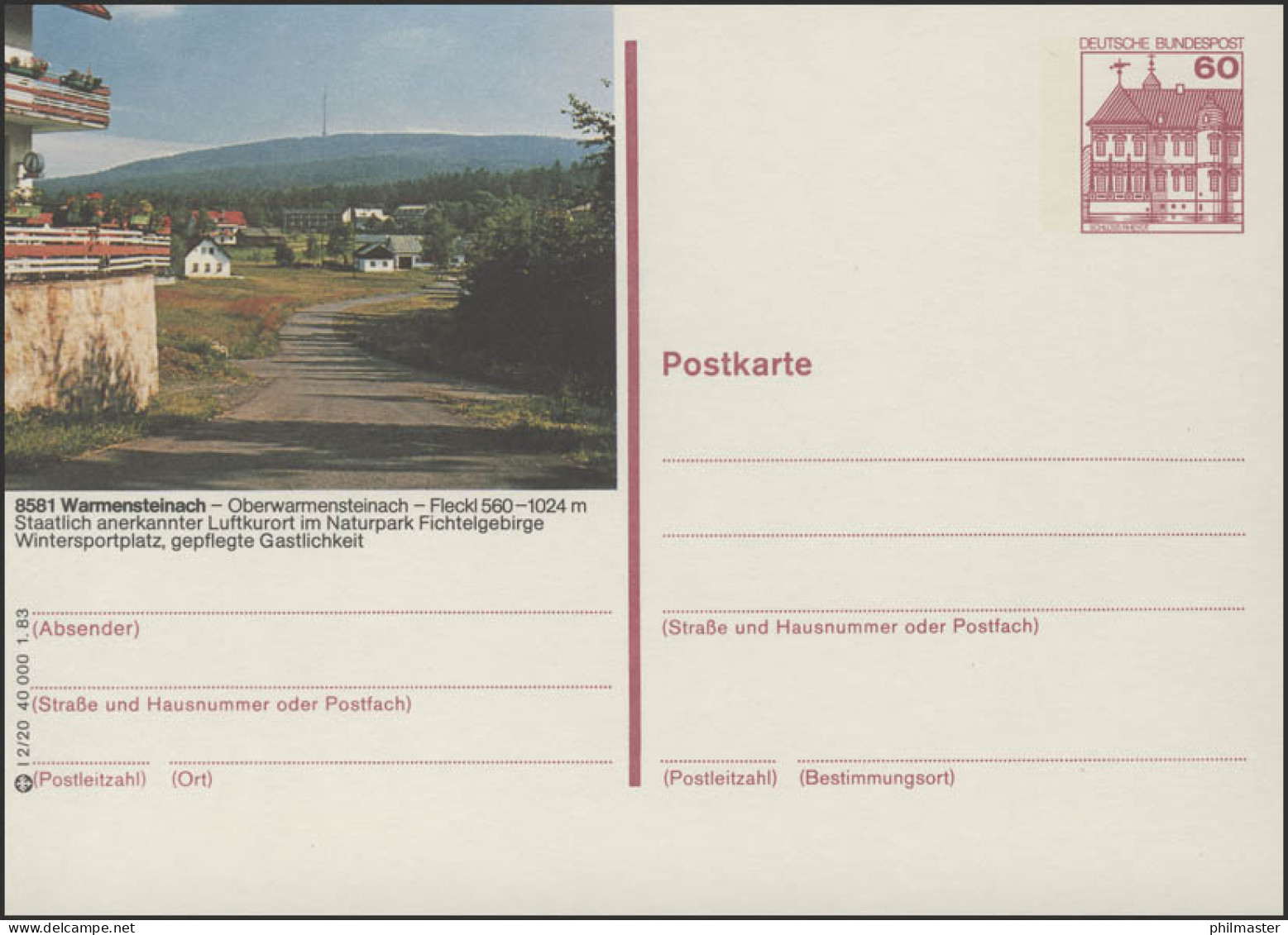 P138-l2/020 8581 Warmensteinach-Fleckl, Ochsenkopf ** - Postales Ilustrados - Nuevos