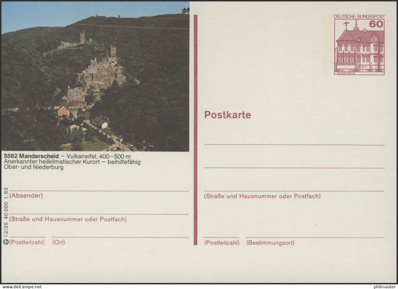 P138-l2/025 - 5562 Manderscheid, Überburg Niederburg ** - Cartes Postales Illustrées - Neuves