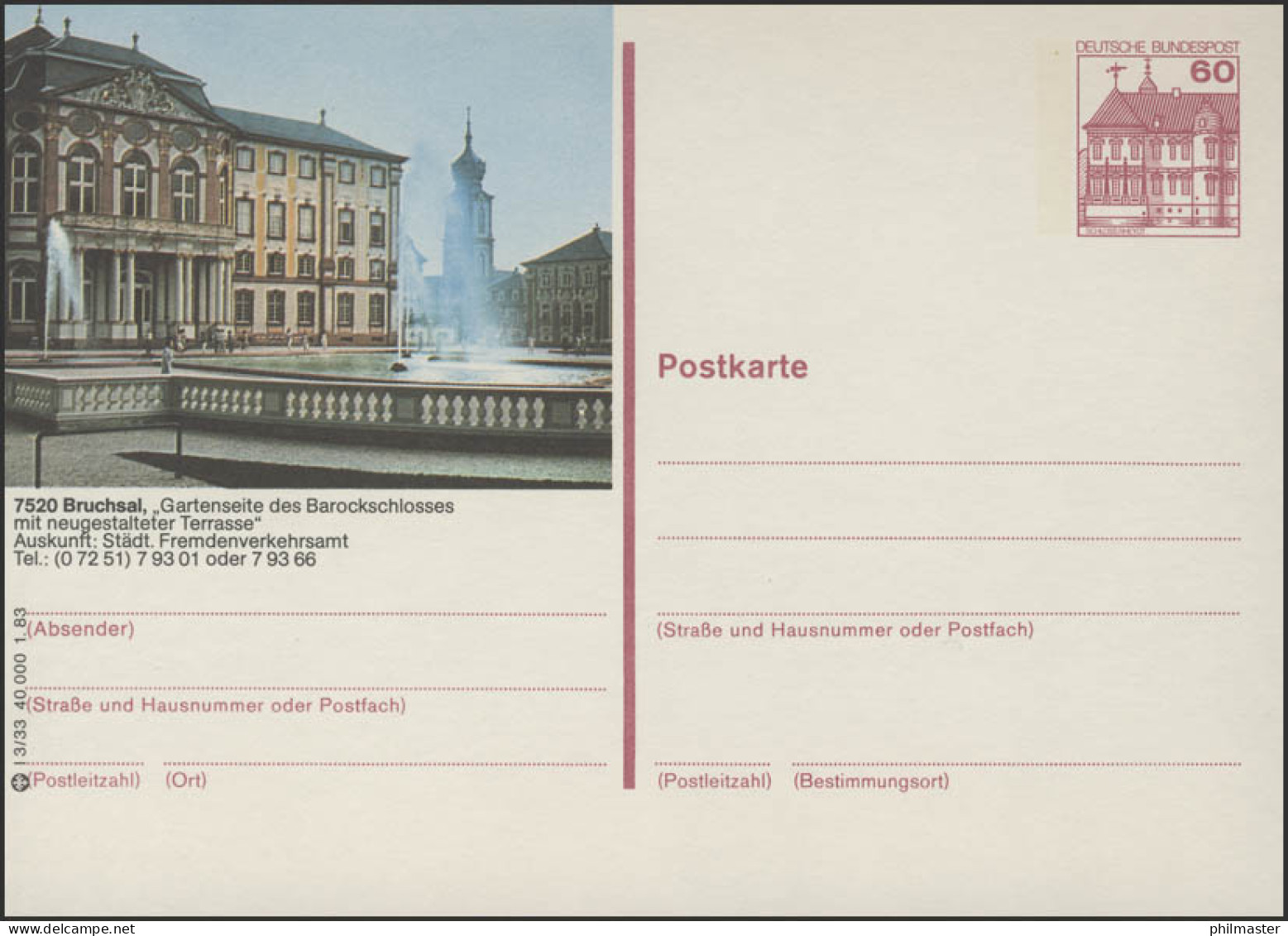 P138-l3/033 - 7520 Bruchsal, Schloßgarten ** - Illustrated Postcards - Mint