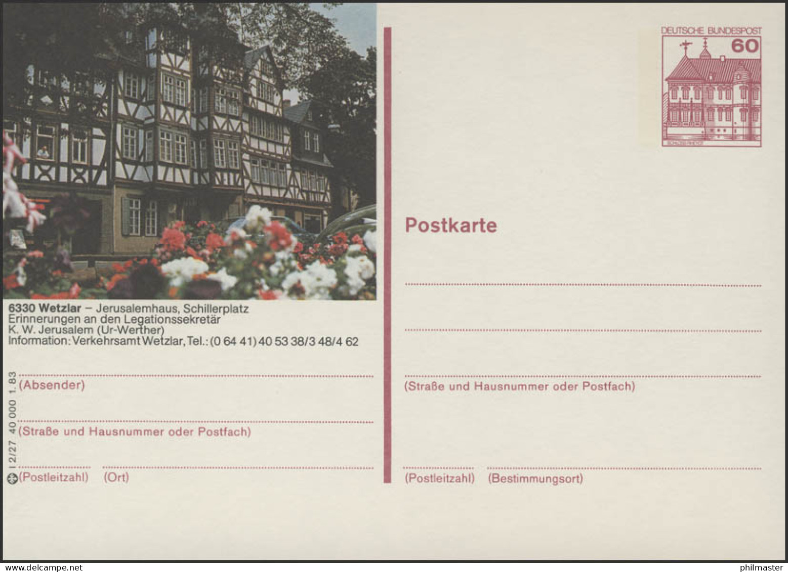 P138-l2/027 - 6330 Wetzlar, Jerusalemhaus ** - Cartes Postales Illustrées - Neuves