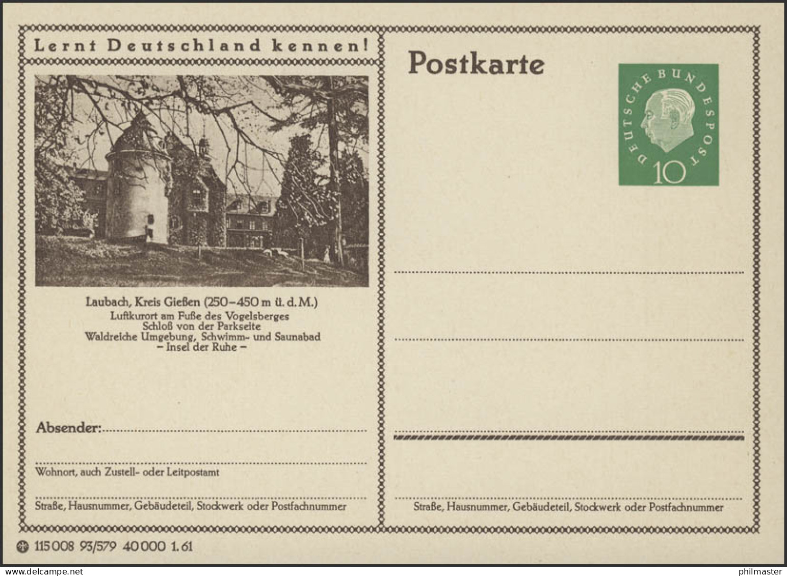 P053-93/579 Laubach, Kreis Gießen, Schloßansicht ** - Cartes Postales Illustrées - Neuves