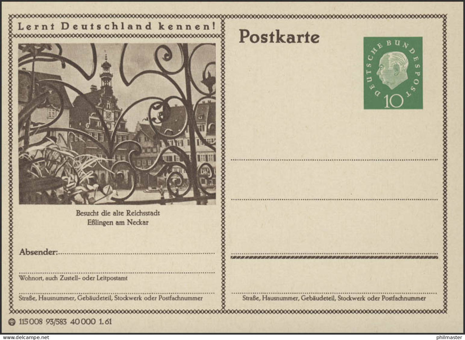 P053-93/583 Eßlingen Am Neckar, Alte Reichsstadt ** - Cartes Postales Illustrées - Neuves