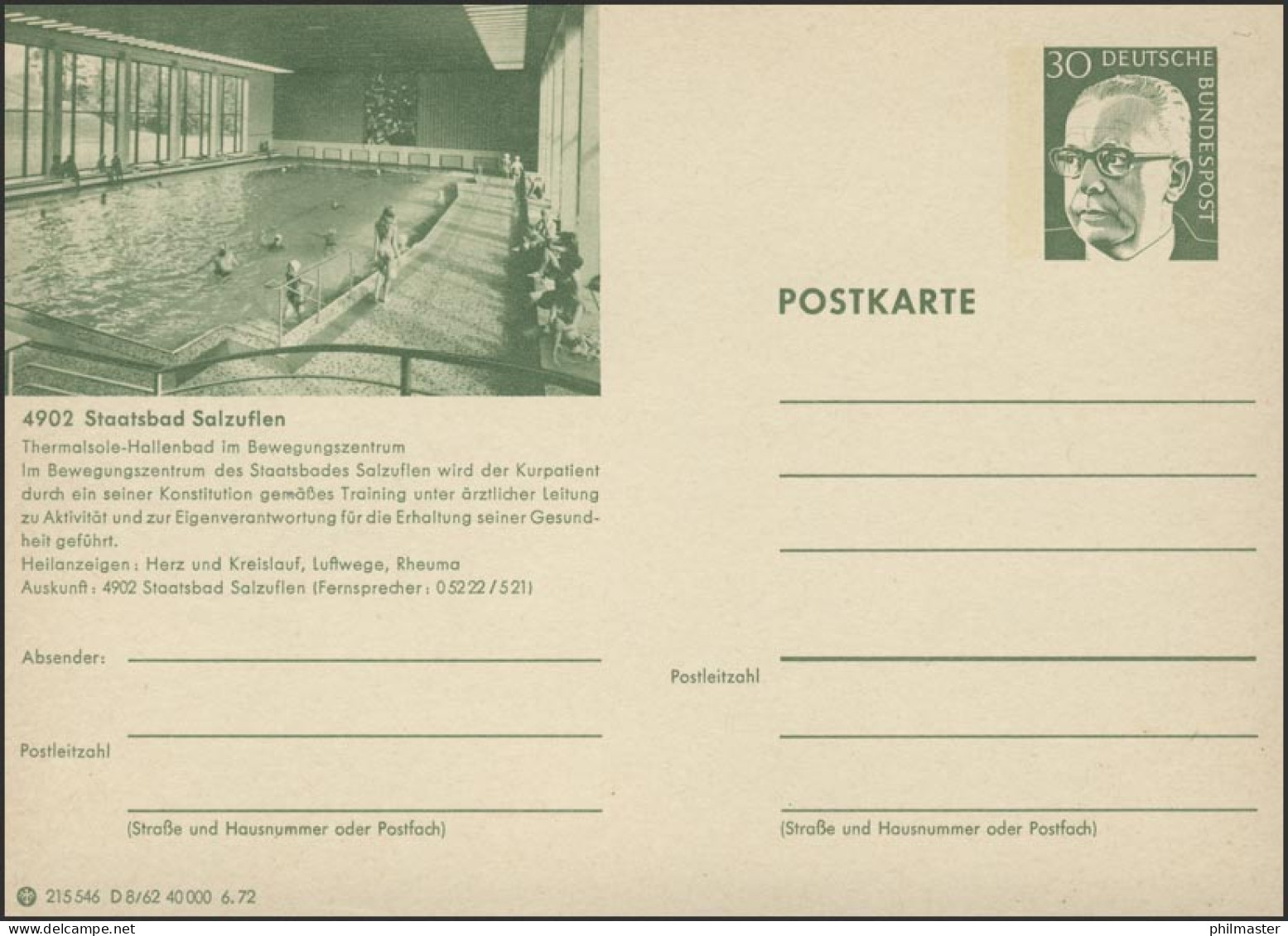 P108-D08/062 4902 Bad Salzuflen, Hallenbecken ** - Cartes Postales Illustrées - Neuves