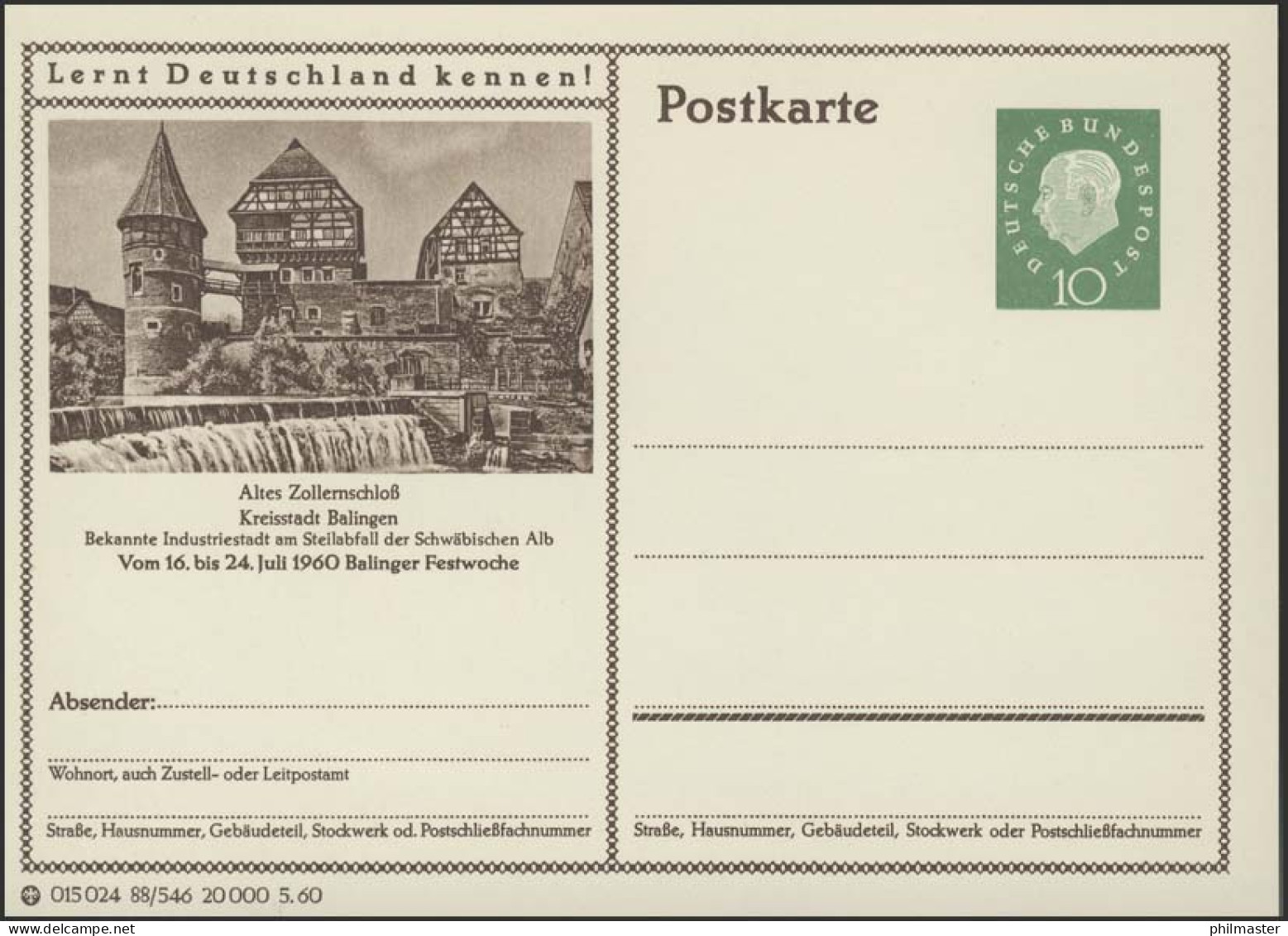 P042-88/546 Balingen, Altes Zollernschloß, Festwoche ** - Cartes Postales Illustrées - Neuves