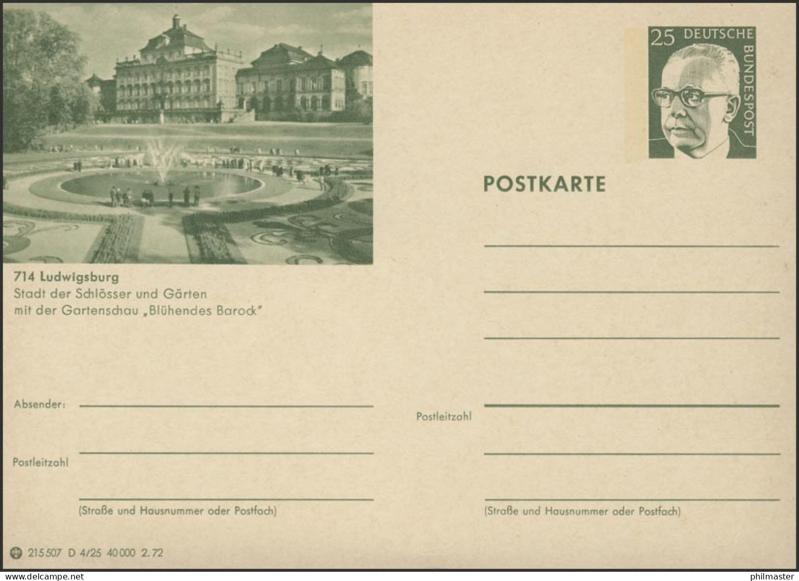 P107-D04/025 714 Ludwigsburg, Schmetterlingsbrunnen ** - Illustrated Postcards - Mint
