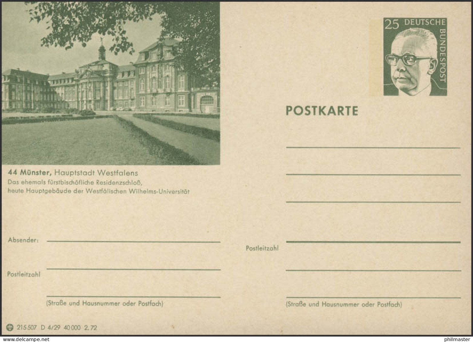 P107-D04/029 44 Münster/Westfalen, Residenzschloß ** - Illustrated Postcards - Mint